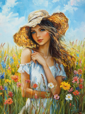 Çiçek Tarlasındaki Kız